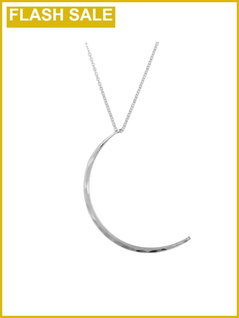 Waterproof Non-Tarnish Crescent Moon Pendant Necklace 16" PVD Coated